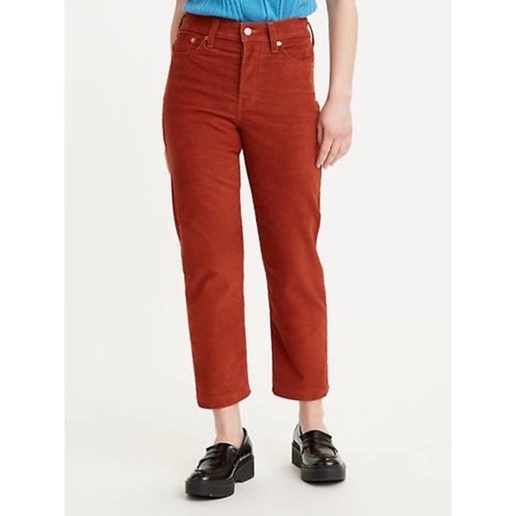 Levi's Premium Wedgie Straight Corduroy Cherry Mahogany Brown Pants - Picture 12 of 14